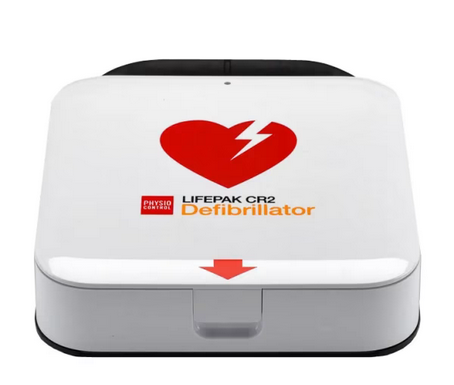 Lifepak GPS-Defibrillator mit schlankem Design, digitalem Display und gut sichtbaren Notfallanweisungen.